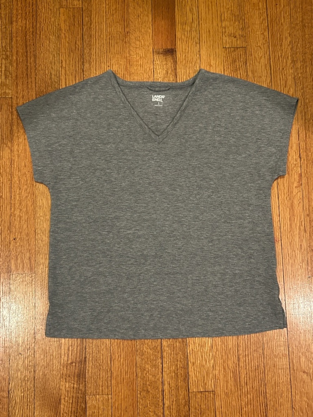 Lands' End Heather Gray V-Neck Dolman Tee Size Small
